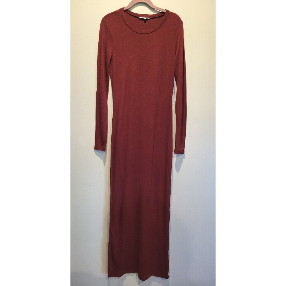 Cotton Citizen Long Sleeve Bodycon Maxi Dress Burgundy Size S